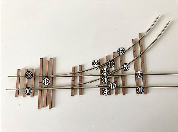 Soldering sequence overview for building turnouts